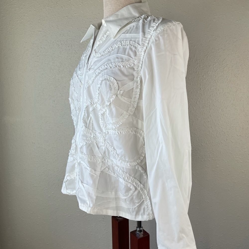NWT Multiples White Full Zip Jacket Top - Picture 3 of 8